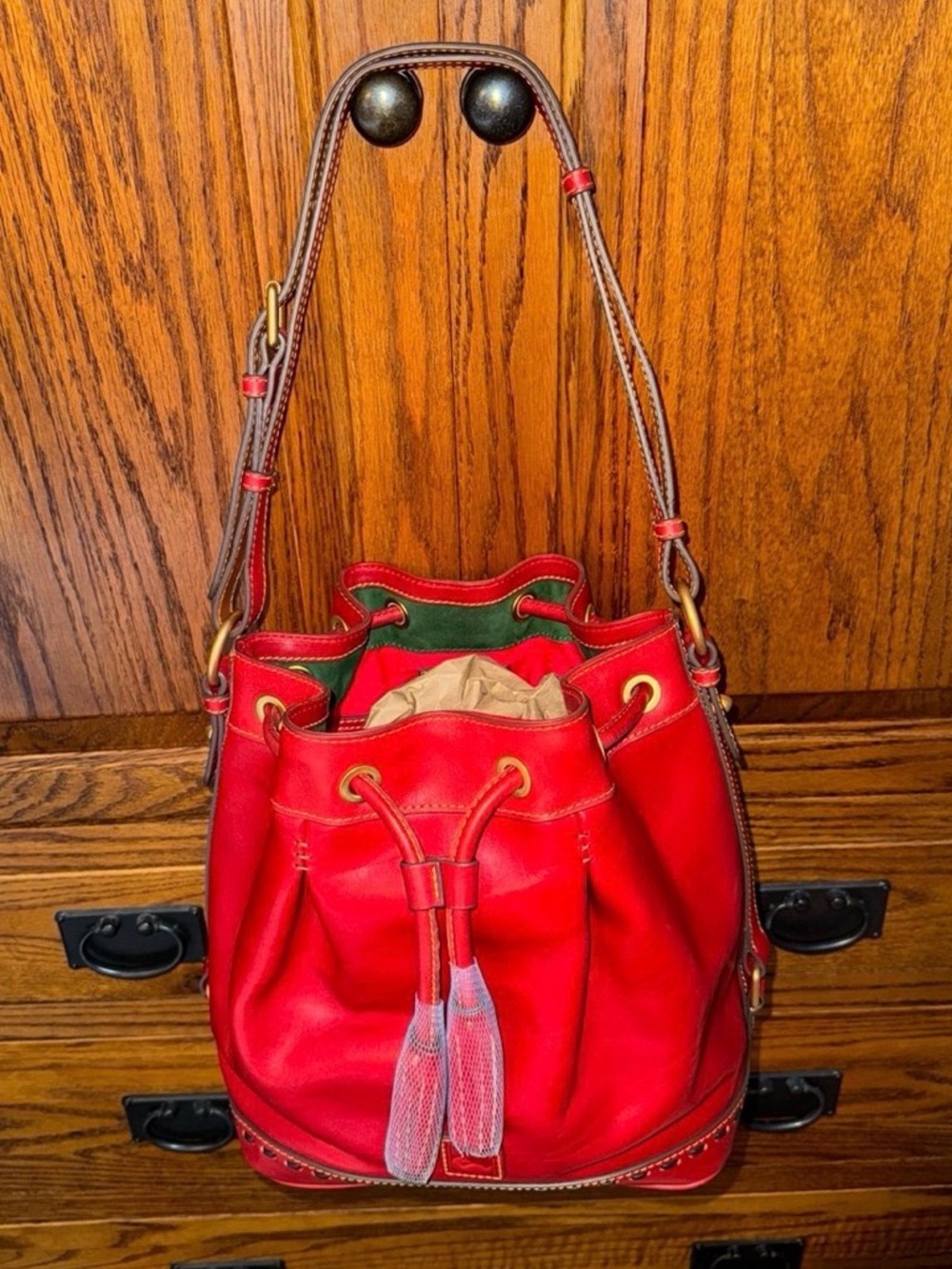 Dooney & Bourke Florentine Drawstring Bag in Red - Picture 11 of 12